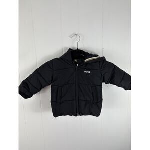 Hugo Boss Baby Infant Puffer Jacket 9 Months Black Coat Logo Zip Hooded
